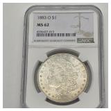 1883 O MORGAN SILVER DOLLAR MS62 NGC