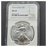2016 AMERICAN EAGLE SILVER DOLLAR MS69 NGC