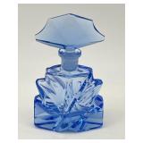 VINTAGE ART DECO BLUE GLASS PERFUME BOTTLE