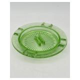 GREEN URANIUM GLASS ASHTRAY UV REACTIVE