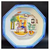 Hand Painted Folk Art Octagon Bowl