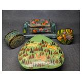 Lacquered & Hand Painted Vintage Trinket Boxes