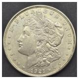 1921 MORGAN SILVER DOLLAR AU