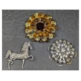 Cathe Cathï¿½ Brooch Estate Satin Amber & Light