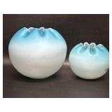2 Blue Cased Vintage Rose Bowl Ombrï¿½ , Some Marks