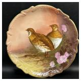 Limoges Hand Painted Wall Plate w/ Quail & Gold