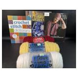 Crochet Books w/ 3 New Big Skeins Yarn - Annies