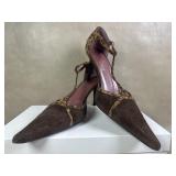 Venise Collection Brown Suede Leopard Heels