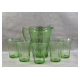 Uranium Glass Cherry Blossom Jeannette Pitcher &