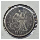 1886 SEATED LIBERTY SILVER DIME