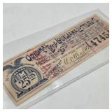 1893 Louisiana State Lottery Co. 25 Cent Ticket