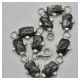 STERLING SILVER SERAPHINITE STONE BRACELET 7'