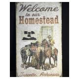 WEATHERED METAL SIGN WELCOME TO OUR HOMESTEAD