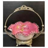 Victorian Brideï¿½s Basket Cased Ruffled Bowl w/