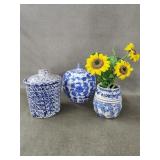 Blue Jar, Crock w/ Lid and Vase - Monmouth +