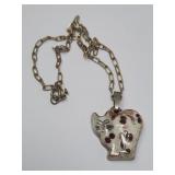 Vtg Cat Pendant Necklace Pottery