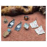 Sterling Silver Earrings, Ring, Pendant, Pill Box