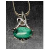 Sterling Silver & Malachite Pendant Necklace
