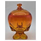 Viking Glass Epic Three Foil Persimmon Candy Dish
