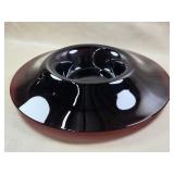 Vtg Amethyst Art Glass Centerpiece Console Bowl