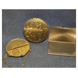Elgin Mirror Compact, Vintage Gold Tone Card