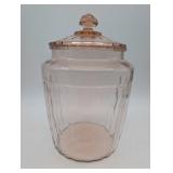 Vintage Pink Tint Pillar Optic Glass Canister