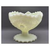 Uranium Fenton Custard Satin Art Glass Compote