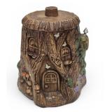 Vtg Fairy Garden Ceramic Cookie Jar