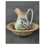 Vintage Pheasant Pitcher & Basin Wash Set