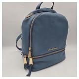 Michael Kors Rhea Zip Blue Leather Backpack Purse