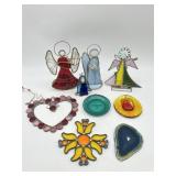 STAINED GLASS & OTHER SUN CATCHERS W/ ANGELS