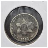 1853 REPUNCH ERROR VF 3 CENT US