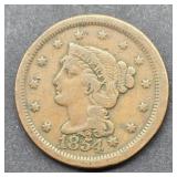 1854 LARGE CENT US