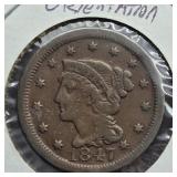 1847 DATE ERROR LARGE CENT