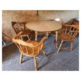 Vtg Dining Table & 4 Chairs + Leaf
