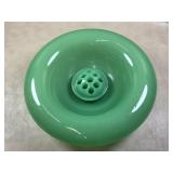 Jadeite Rolled Edge Console Bowl W/ Flower Frog