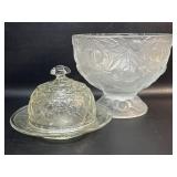 Vintage Butter Dish w/ Lattice & Cherries +