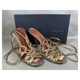 BCBGMAXAZRIA Bronze Wrap Around Straps Heels Size