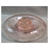 Pink Depression Glass Console Bowl W / Flower
