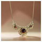 Custom Sterling Silver Garnet Cabochons Brutalist