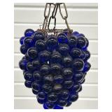 VINTAGE COBALT BLUE GLASS HANGING GRAPE CLUSTER