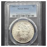 1883 CARSON CITY MORGAN SILVER DOLLAR MS63 PCGS