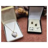 Alaska Black Diamond Earrings & Sterling Necklace