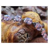 Sterling Silver & Pink Stone Bracelet