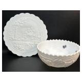 Vintage Imperial Milk Glass Homestead Plate &