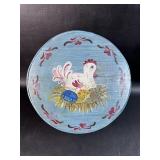 VTG Small Hand Painted Cheese Box Chicken Motif