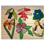 6 STAINED GLASS FLORAL SUN CATCHERS 2 CRAKED