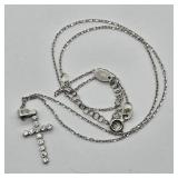 925 SILVER NECKLACE & CROSS 16"