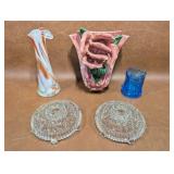 Vintage Glass Candle Holders, Swirl Vase+