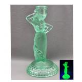 Rebecca at the Well Uranium Glass Candlestick